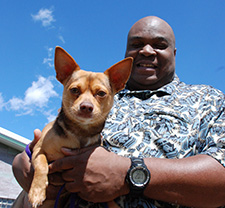 Man holding a lost dog